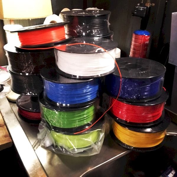  Part of Colin Furze’s supply of 3D printer filament [Source: YouTube] 