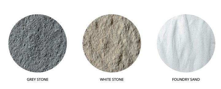  Standard stone 3D printing materials for the Armadillo printers [Source: Concr3de] 