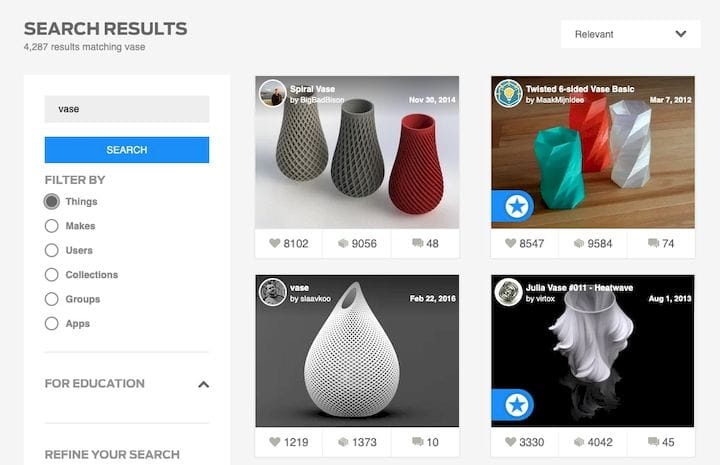  Searching for 3D models can be extremely tedious [Source: Thingiverse] 