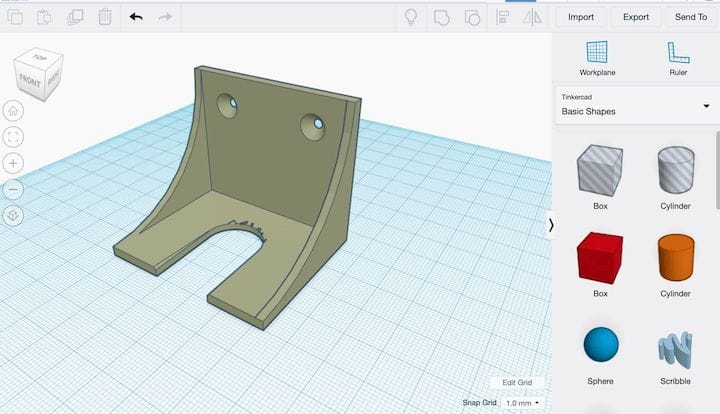  Inspecting a 3D model of a part in Autodesk’s Tinkercad [Source: Fabbaloo] 