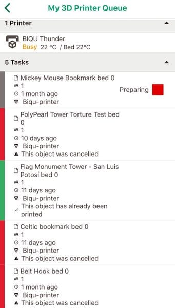  Very good print queue information in the MyMiniFactory app [Source: Fabbaloo] 