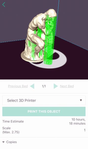  Reviewing a 3D model for direct printing in the MyMiniFactory app [Source: Fabbaloo] 