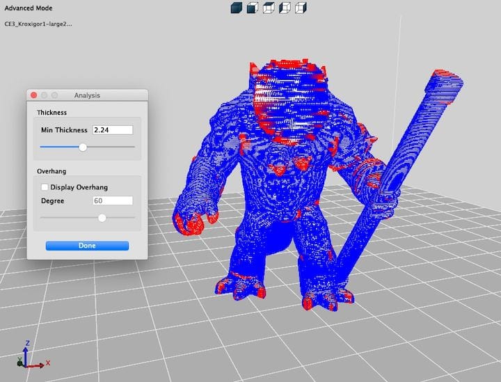  Analyzing the thickness of a 3D model in real time using 3DWOX Desktop [Source: Fabbaloo] 