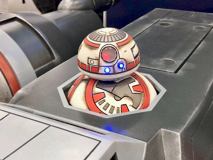  The BB8 riding the huge 3D printed X-Wing Fighter [Source: Fabbaloo] 