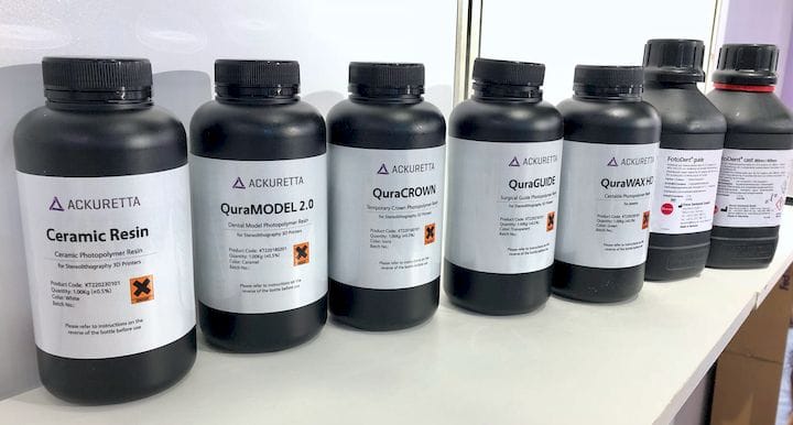  Some of the 3D printer resins offered by Ackuretta [Source: Fabbaloo] 