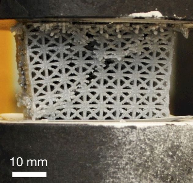  Typical 3D printed lattice breaking along a “fault line” [Source: Nature] 