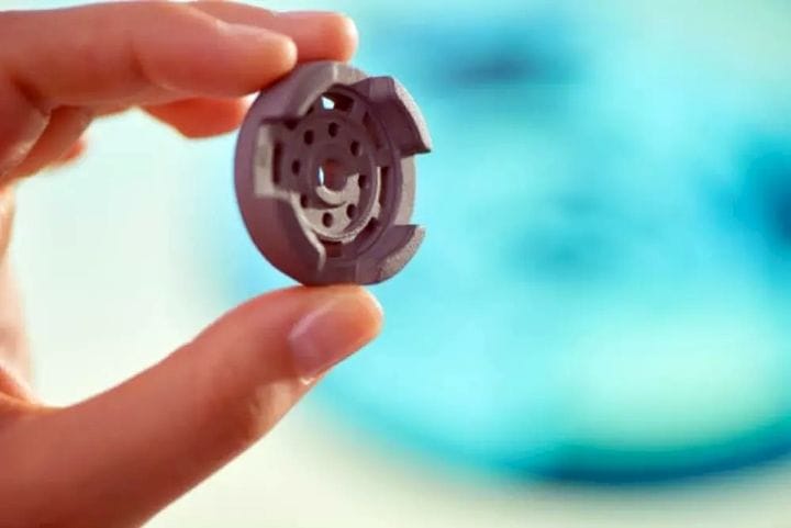  A metal part 3D printed with Metal Jet technology from HP. (Image courtesy of HP.) 