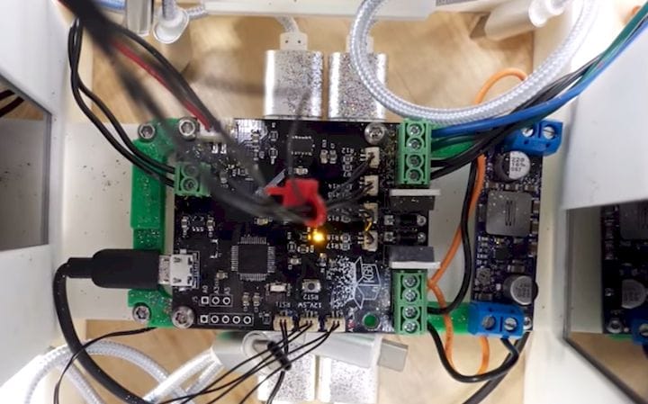  Custom circuit board for the glitter bomb [Source: YouTube] 