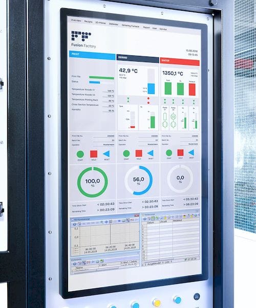   The large touchscreen interface of the Fusion Factory’s control unit. (Image courtesy of Xerion.)  