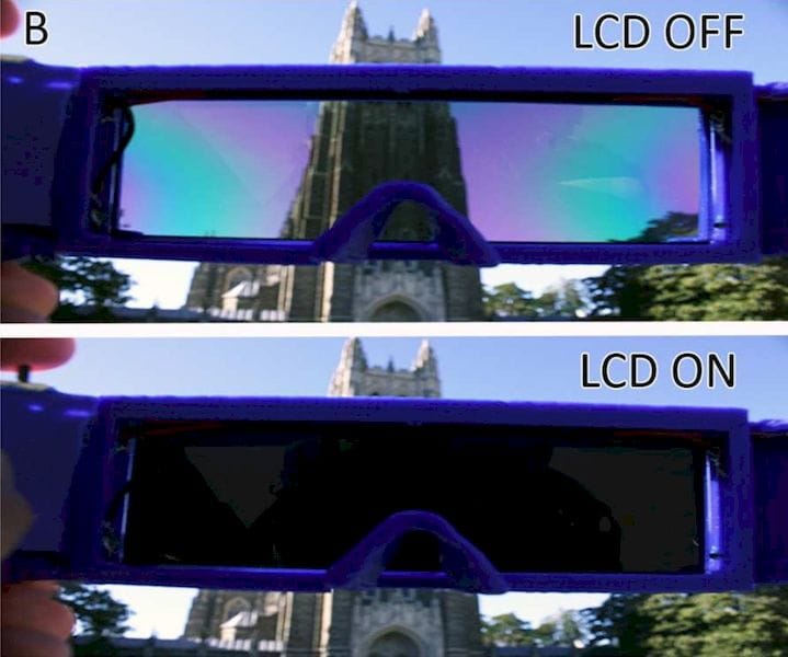  A pair of LCD eyeglasses powered by a 3D printed battery [Source: ACS] 