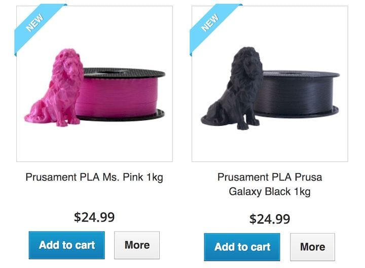  Current listing of two Prusament filament for sale [Source: Prusa Research] 