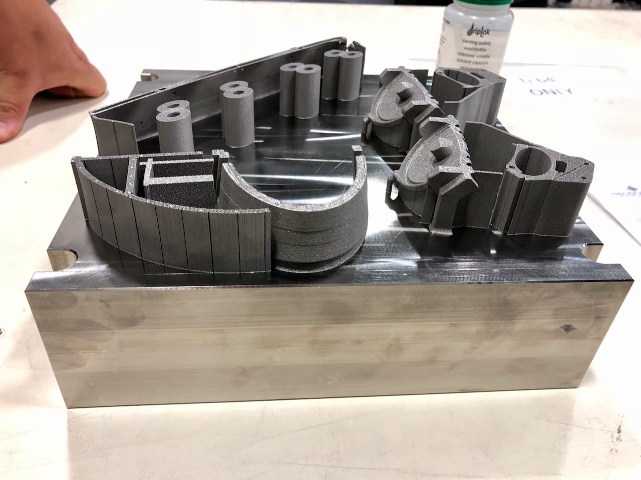  An incomplete 3D print in metal showing the size of the print plate [Source: Fabbaloo] 