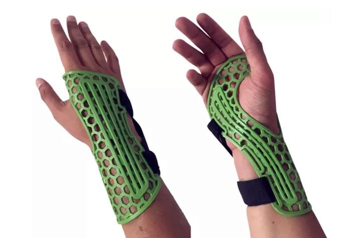  A 3D printed wrist brace made from antibacterial materials [Source: Copper3D] 