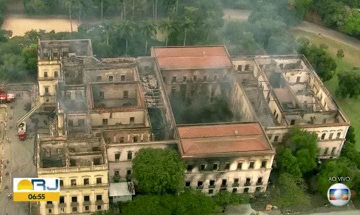  A fire at Rio de Janeiro’s 200-year-old National Museum has destroyed virtually all their collection [Source: Globo.com via The Guardian] 