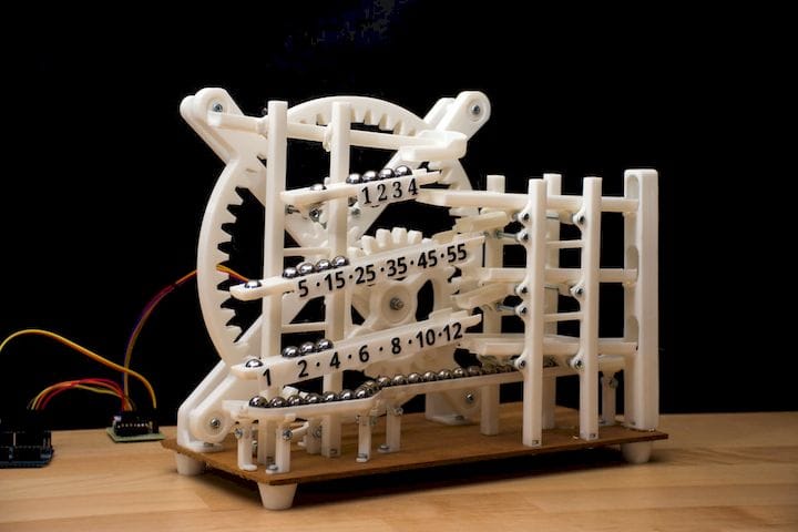  The mostly 3D printed Marble Clock [Source: Instructables] 