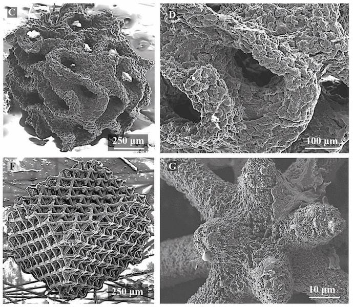  Examples of 3D printed graphene microstructures [Source: DOI: 10.1039/c8mh00668g] 