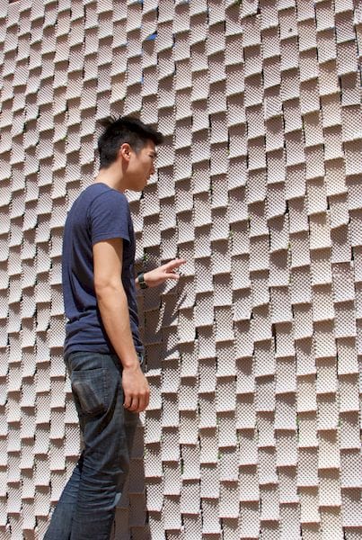  A large wall made from complex 3D printed clay tiles [Source: DeltaBots] 