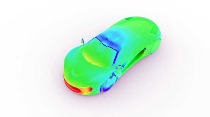  AirShaper 3D view of surface pressure simulation [Source: AirShaper] 