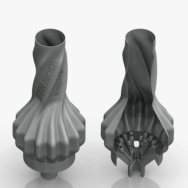 Cutaway view showing the internal structure of the 3D printed metal PeakBoil [Source: ETH Zurich] 