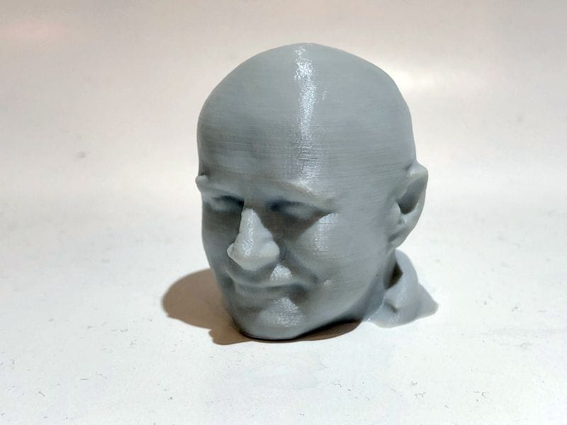  A very smooth 75mm Robert head test, 3D printed with PLAS3D filament [Source: Fabbaloo] 
