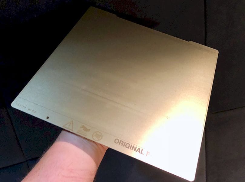  A typical flexible steel plate, coated with an adhesive layer specifically for 3D printing 