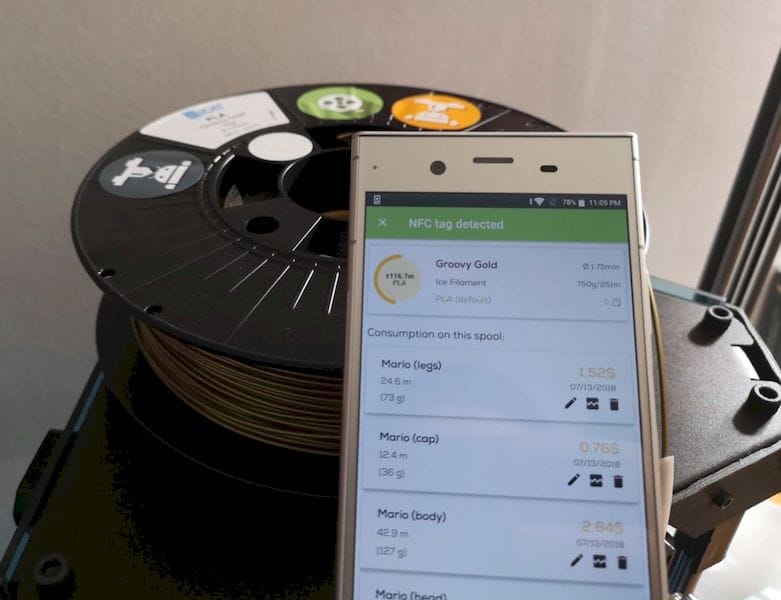  Identifying a stray 3D print filament spool using NFC tags and the RollingUp app 