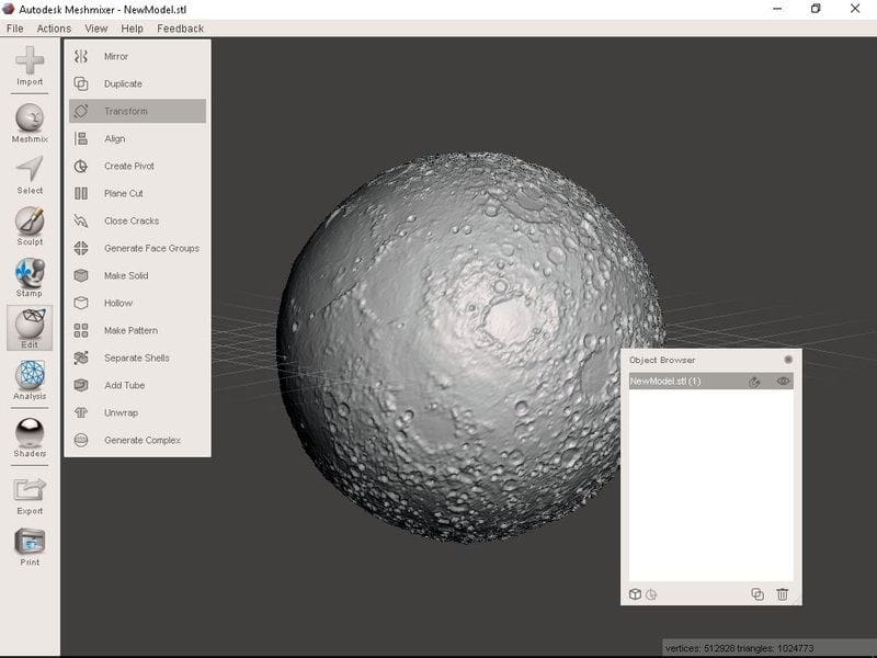  Finalizing the Moon 3D model using Meshmixer 