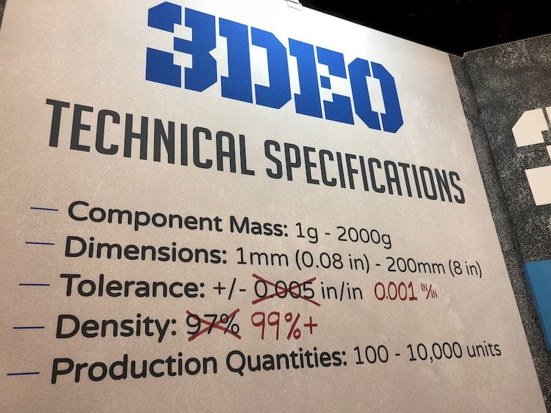  Specs of 3DEO's 3D metal printing process 
