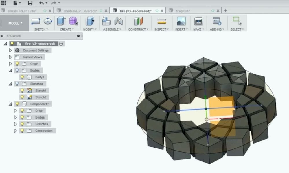  Designing the 3D printed concrete firepit in Autodesk Fusion 360 