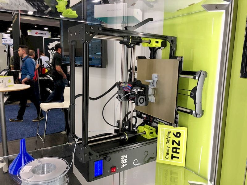  A LulzBot TAZ 6 3D printing while sideways 