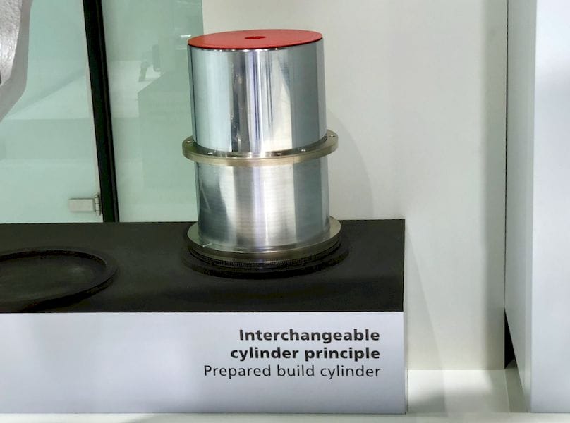  A prototype standard powder cylinder designed by Trumpf for future automation projects 