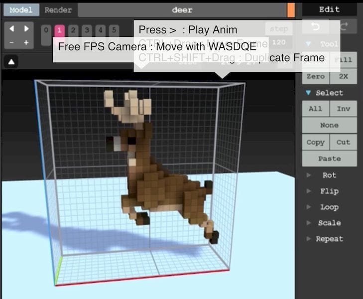  Building an animated 3D deer in MagicaVoxel 