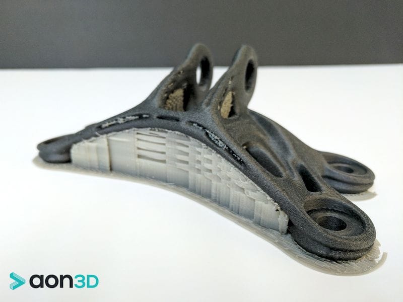  A Nylon part, 3D printed with support material on the AON3D-M2 