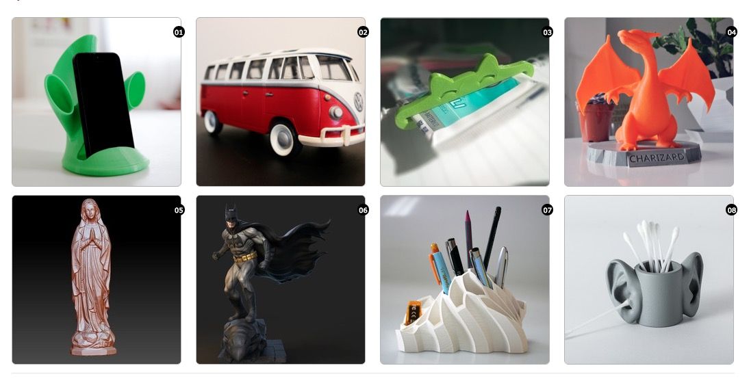 Some 3D printable items available from La Poste 