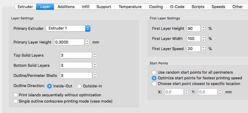  Checking all the 3D printing parameters in Simplify3D 