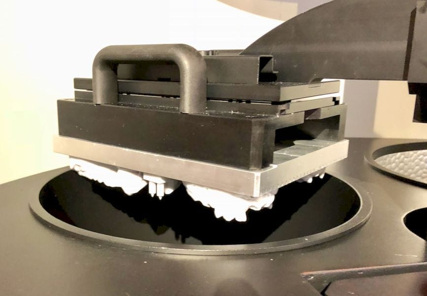  A 3D print in motion on the DWS XCELL 6000 system 