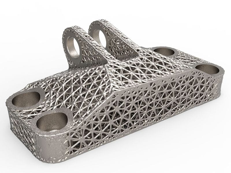  A 3D printed metal part with lattice generated by Crystallon 