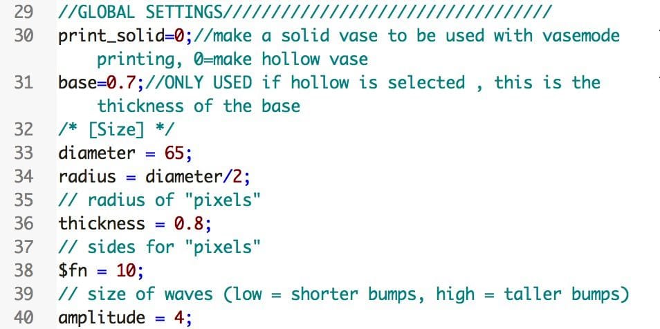  Global parameters to set in the Sine Wave Generator 