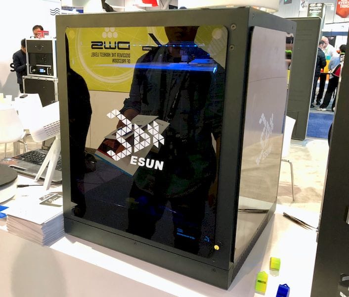  One of ESUN Display's thermoplastic extrusion desktop 3D printers 