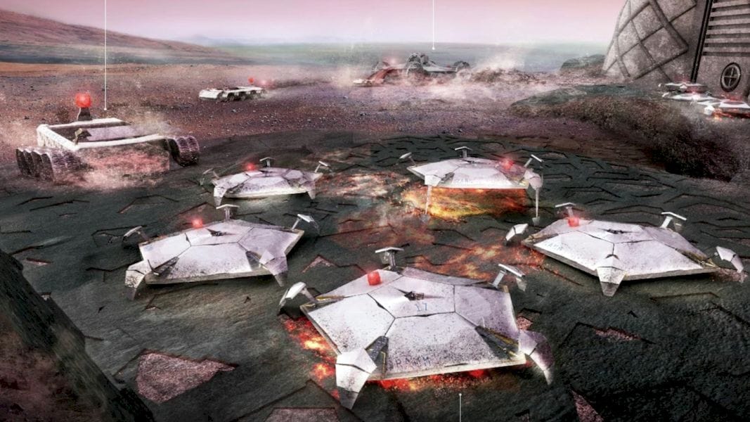  Proposed Martian 3D building printer swarm 