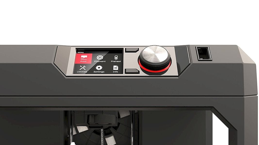  The control panel on the MakerBot Replicator 5th Gen desktop 3D printer 