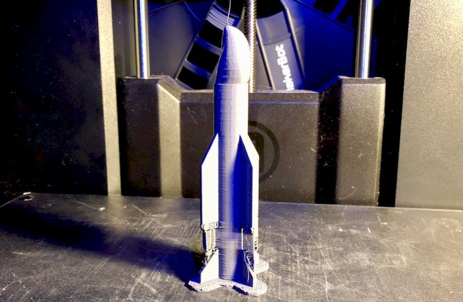  A freshly 3D printed Missile Toe, still with support structures attached 