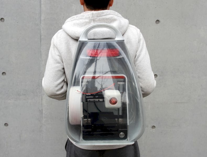  The custom-designed backpack for the truly portable Migo 3D printer 
