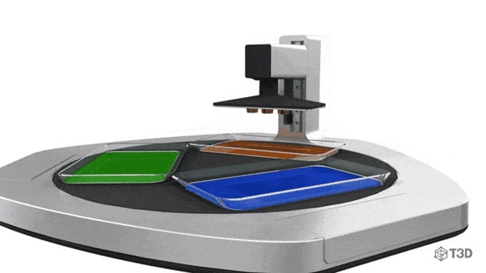  The ingenious rotating set of resin tanks on the T3D mobile 3D printer 