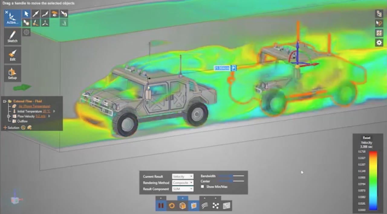  Observing the airflow of a vehicle convoy in real time with ANSYS Discovery Live 