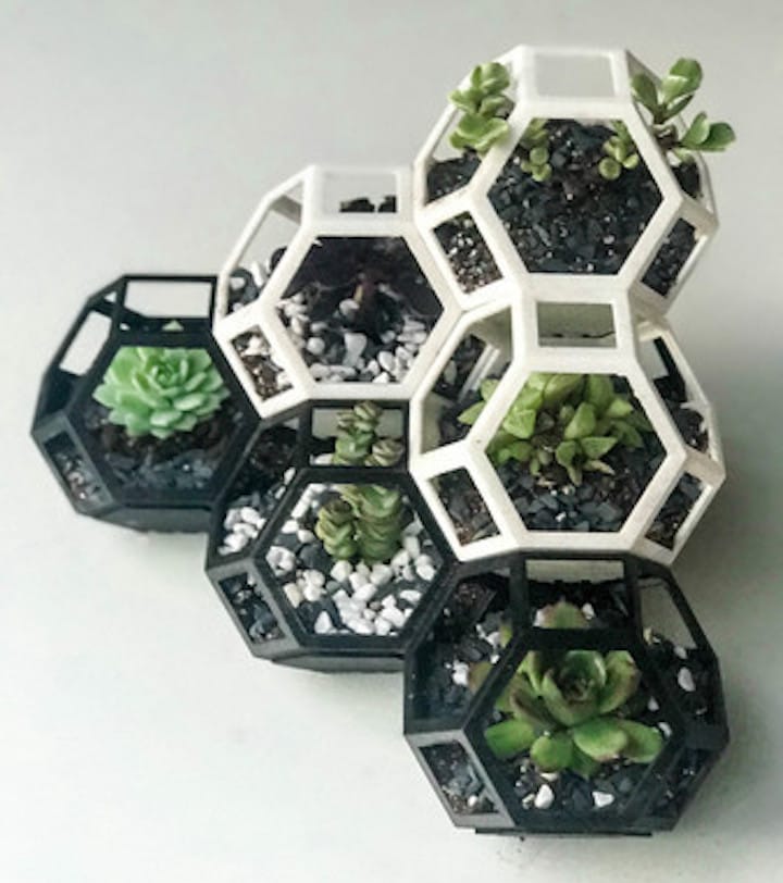  The 3D printed Plantygon in a six-unit corner arrangment 