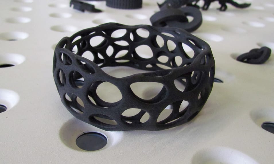  A nylon 3D printed bracelet, produced on the Sinterit Lisa desktop SLS 3D printer 