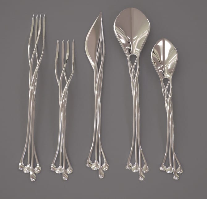  A 3D printed flatware collection designed by Bitonti Studio 