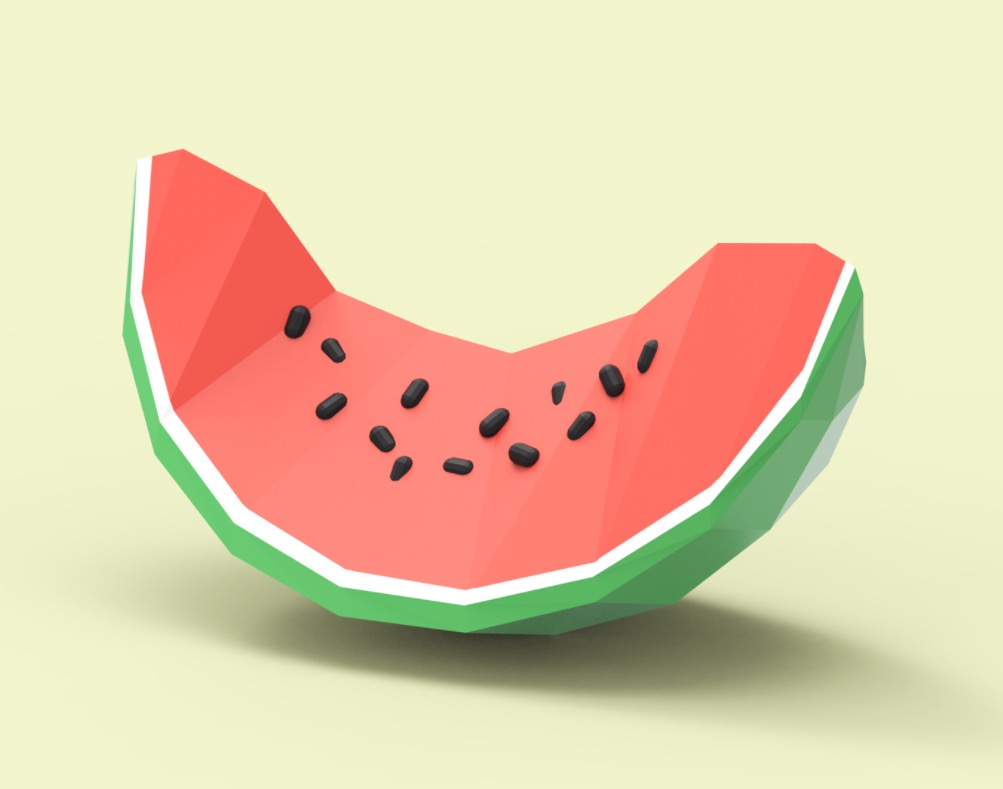  A 3D watermelon model, designed in Google Blocks 