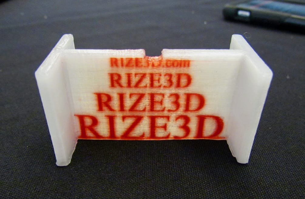  A sample 3D printed part with inked labelling from Rize 